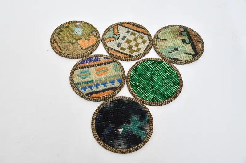 Posavasos redondo bohemio, posavasos verde y marrón