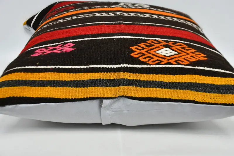 Vintage Kilim Pillow, Colorful Cushion Cover, Cushion Case, 32x32 Red Cushion, Vintage Pillow, Turkish Pillow, Retro Throw Pillow - 6
