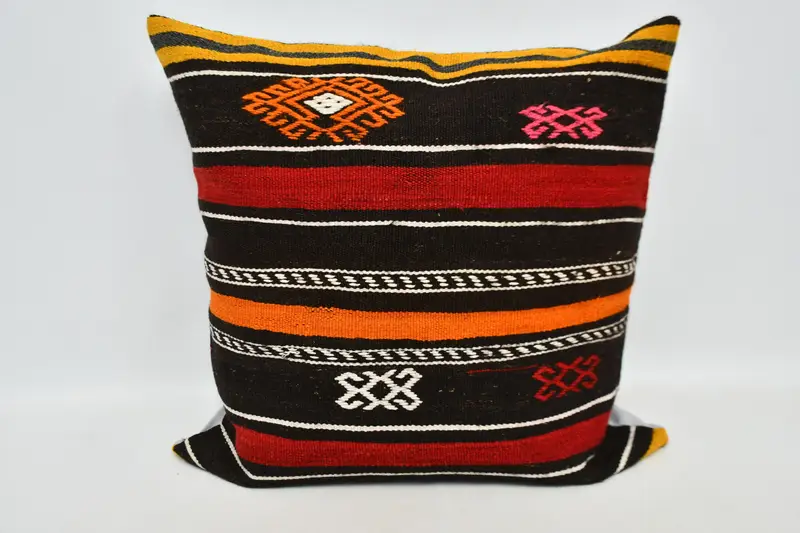 Vintage Kilim Pillow, Colorful Cushion Cover, Cushion Case, 32x32 Red Cushion, Vintage Pillow, Turkish Pillow, Retro Throw Pillow - 1
