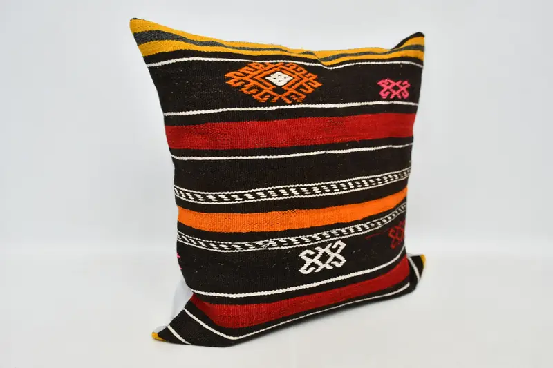 Vintage Kilim Pillow, Colorful Cushion Cover, Cushion Case, 32x32 Red Cushion, Vintage Pillow, Turkish Pillow, Retro Throw Pillow - 3