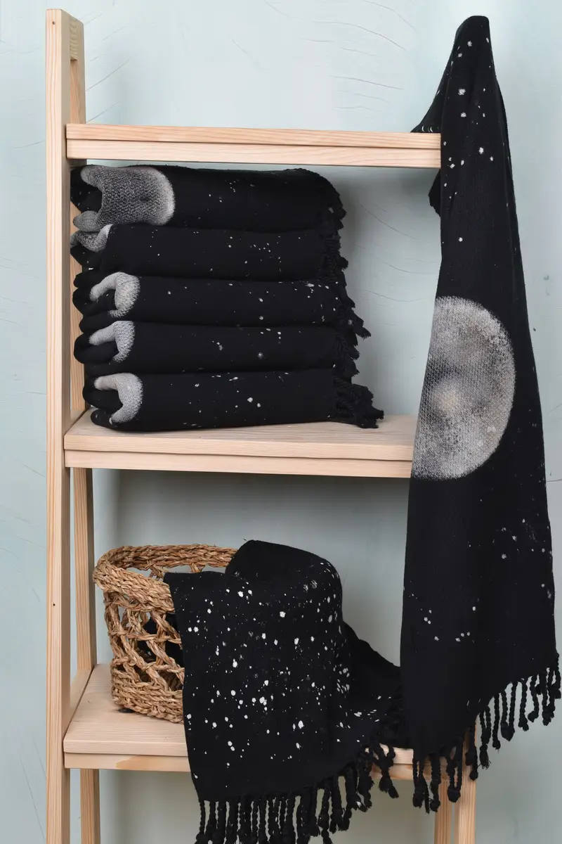 Bridesmaid Gift, Sand-Resistant Peshtemal, 64x32 Cotton Galaxy Design Towel, Home Gift, Embroidered Beach Towel, Gift For Him, Wedding Gift - 4