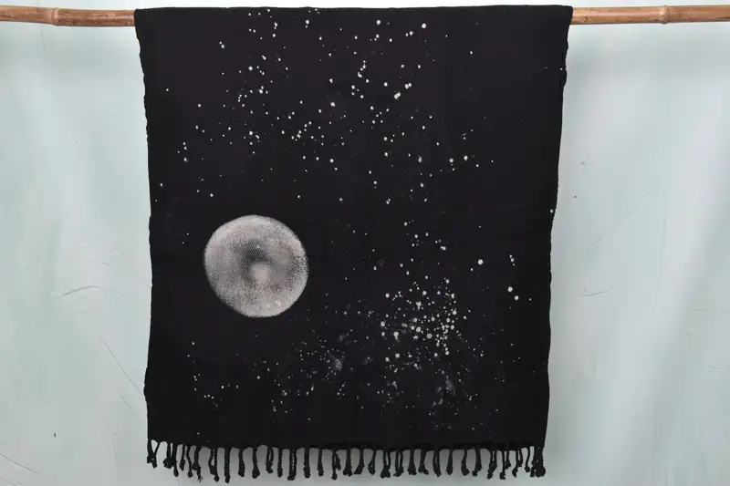 Bridesmaid Gift, Sand-Resistant Peshtemal, 64x32 Cotton Galaxy Design Towel, Home Gift, Embroidered Beach Towel, Gift For Him, Wedding Gift - 1