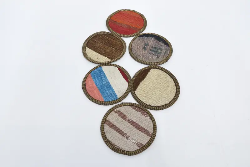 Bohemian Round Coaster, White and Brown Decorative Coaster