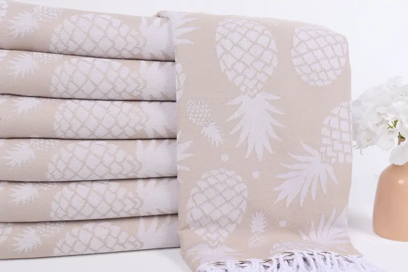 Welcome Wedding Gift, Personalized Beach Towel, Turkish bath towel for spa, Custom Beach Towel, Bath towel, 70x36 Cotton Pineapple Design Towel - 3