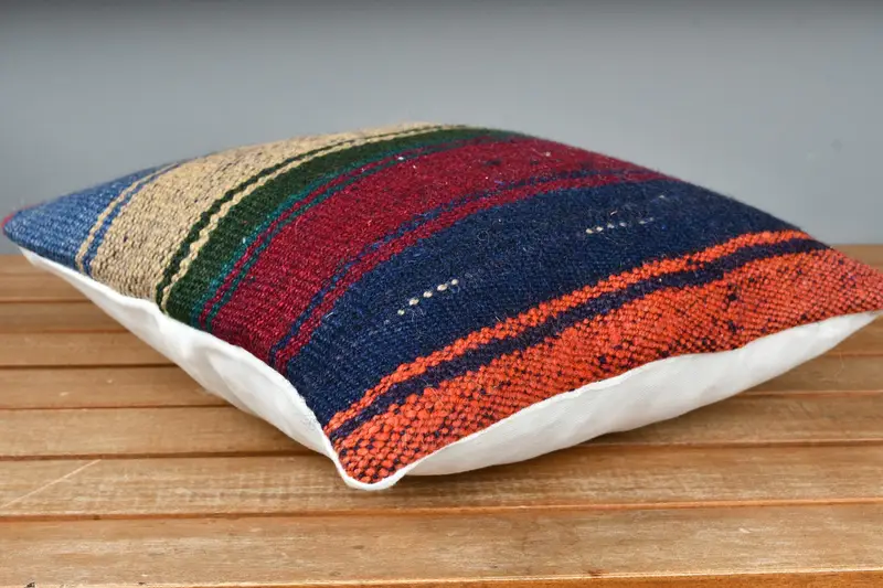 Kilim -Kissen, Boho -Kissenscheinabdeckung, Kissen für Sofa, Kissenbedeckung, Akzentwurfkissen, 12x12 Blaues Kissen, handgefertigtes Wurfkissen Gehäuse - 4