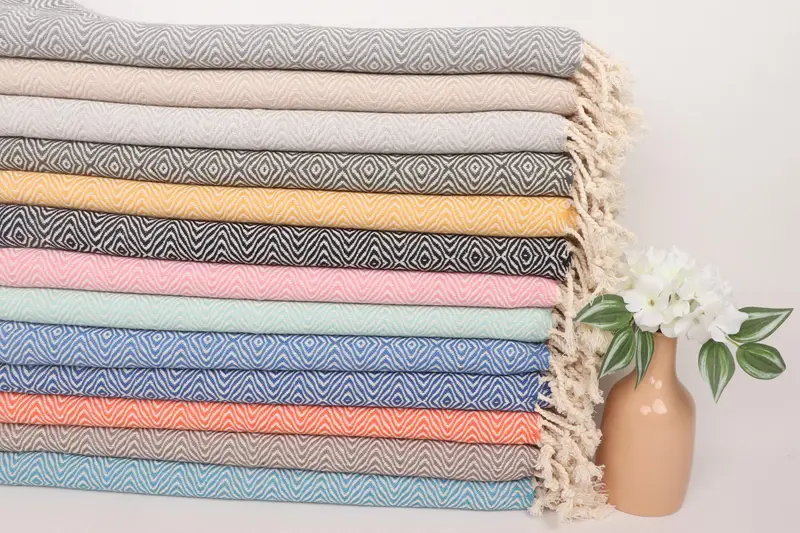 Monogram Towels, Christmas Gift, Personalized Hand Towel, Xmas Gifts, 36x18 Cotton Zigzag Diamond Towel, Monogram Kitchen Towel, Small Bath Towels - 2