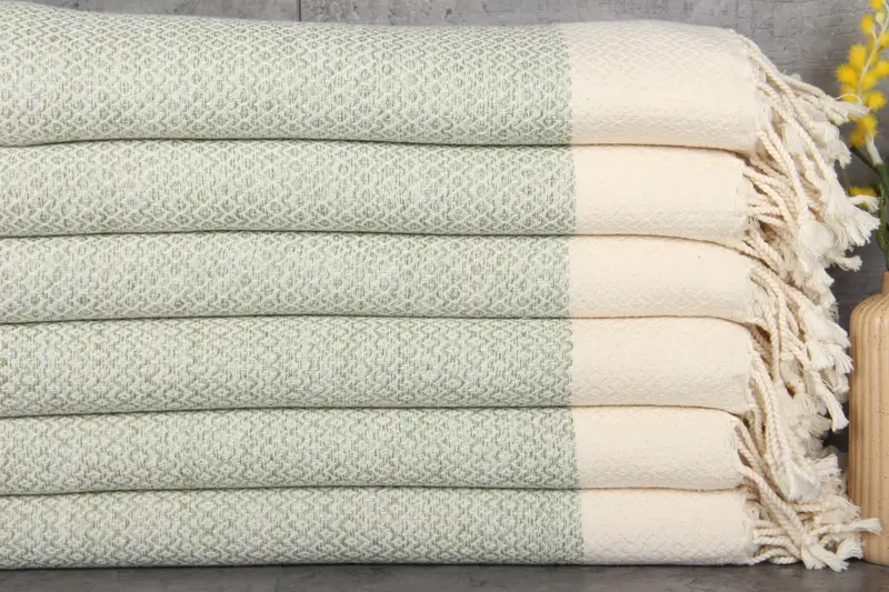 Personalized Beach Towel Green Diamond, Organic Cotton, 36x75 Inches