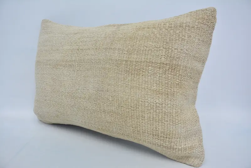 Pillow Sham, Handwoven Pillow Cover Pillow, Interior Designer Pillow, Pillow for Sofa, 16x24 Beige Pillow Cover, Kilim Pillow - 4