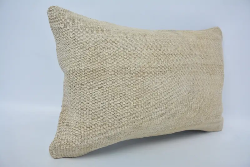 Pillow Sham, Handwoven Pillow Cover Pillow, Interior Designer Pillow, Pillow for Sofa, 16x24 Beige Pillow Cover, Kilim Pillow - 3