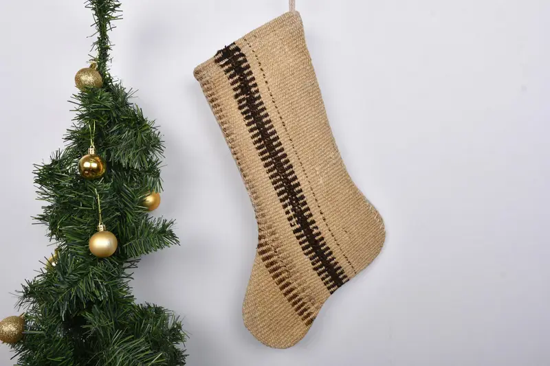 Festive Christmas Ornaments Pattern, 7 Inch Wide Holiday Stocking