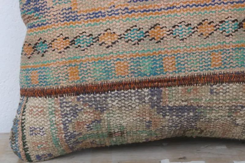 Art Deco Pillow Cover, Pastel Pillow Case, 20x20 Blue Pillow Cover, Pillow for Couch, Home Decor Pillow, Kilim Pillow Cover, Cushion Cover - 3