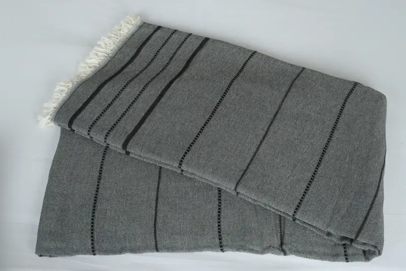 Boho Throw Blankets, Organic Throw, Personalised Gift, Decorative Bedspread, Decorative Blanket, 100x80 Cotton Striped Towel, Personalized Blanket - 6