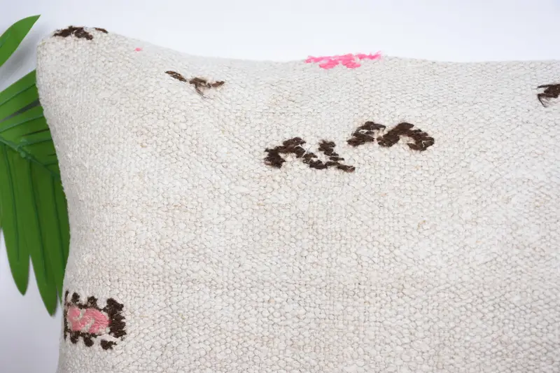 Vintage Pillow, Turkish Pillow, Boho Throw Cushion Cover, Farmhouse Cushion Case, Ethnical Kilim Rug Pillow, 12x20 White Pillow Sham, Cushion Case - 2