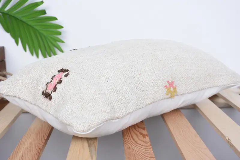 Vintage Pillow, Turkish Pillow, Boho Throw Cushion Cover, Farmhouse Cushion Case, Ethnical Kilim Rug Pillow, 12x20 White Pillow Sham, Cushion Case - 6