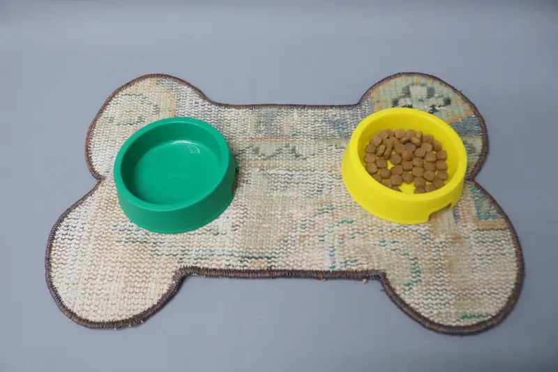 Beige, Bone Shape Dog Pad, 14" x 20" Pet Mat