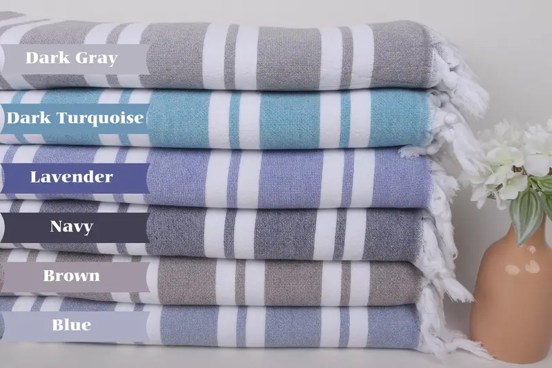 Home Gift, Quick-dry peshtemal, 68x36 Cotton Striped Terry Towel, Personalized Wedding Gift, Organic cotton Turkish peshtemal towel, Bridesmaid Gift - 1