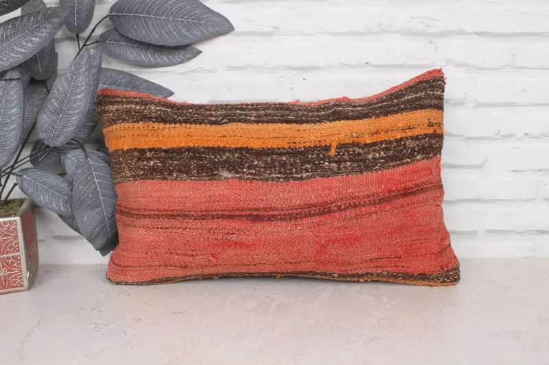 12x20 Red Cushion Case, Vintage Kilim Pillow, Antique Pillows, Pillow Sham, Aztec Pillow Case, Handmade Kilim Cushion - 1