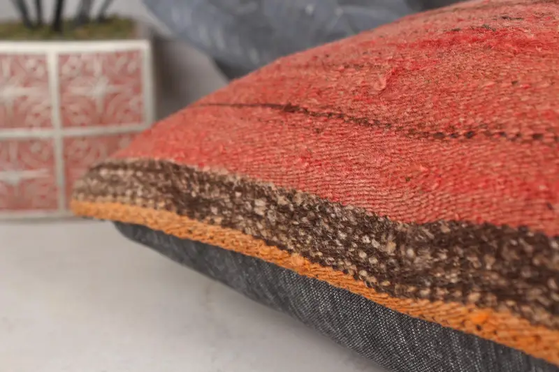 12x20 Red Cushion Case, Vintage Kilim Pillow, Antique Pillows, Pillow Sham, Aztec Pillow Case, Handmade Kilim Cushion - 7