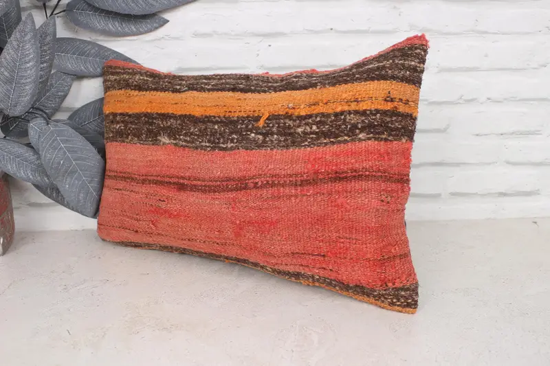 12x20 Red Cushion Case, Vintage Kilim Pillow, Antique Pillows, Pillow Sham, Aztec Pillow Case, Handmade Kilim Cushion - 4