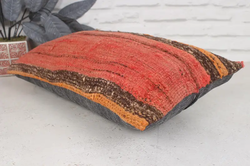 12x20 Red Cushion Case, Vintage Kilim Pillow, Antique Pillows, Pillow Sham, Aztec Pillow Case, Handmade Kilim Cushion - 6