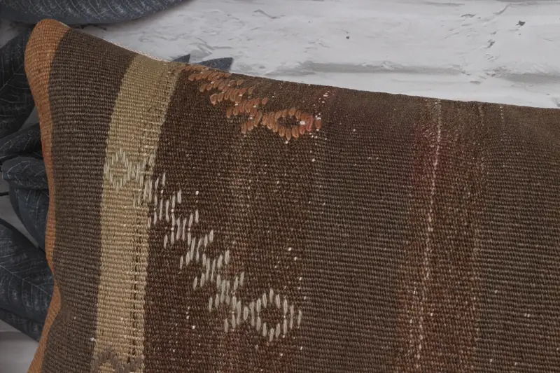 Turkish Pillow, 12x36 Brown Pillow, Boho Pillow, Decorative Pillow Cover, Cushion Cover, Ethnical Kilim Rug Pillow, Luxury Cushion Case - 2