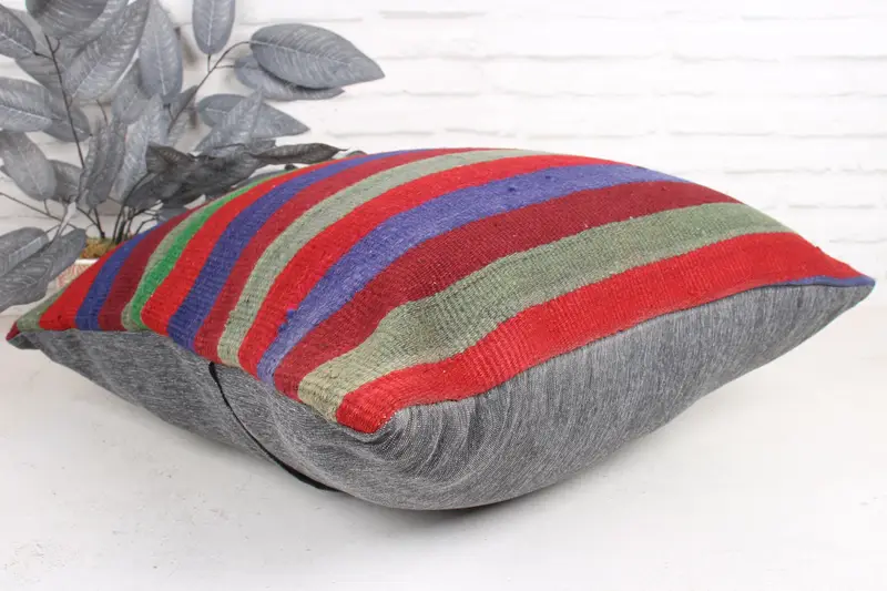 Turkish Pillow, Vintage Pillow, Couch Pillow Case, 24x24 Blue Cushion, Cushion Cover, Throw Kilim Pillow, Bolster Throw Cushion Cover - 6