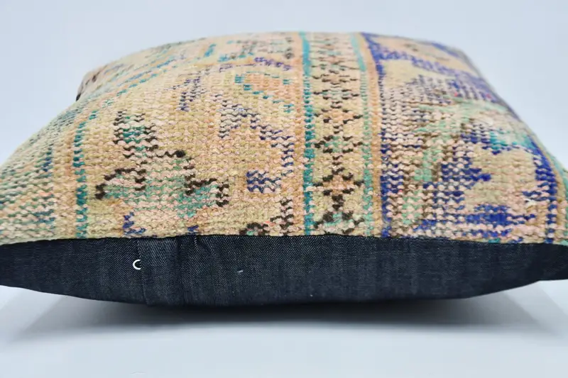 Cushion Cover, Kilim Cushion Sham, 20x20 Blue Cushion Cover, Sustainable Cushion, Home Decor Pillow, Interior Designer Pillow - 5