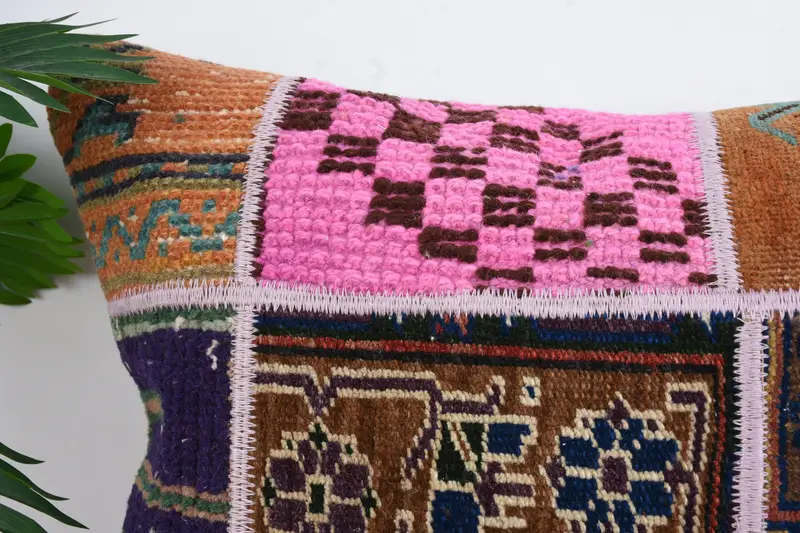 Cushion, 20x28 Brown Pillow, Home Decor Pillow, Vintage Pillow, Sofa Bolster Pillow Cover, Handmade Kilim Cushion, Bench Pillow, Knitted Pillow Sham - 2