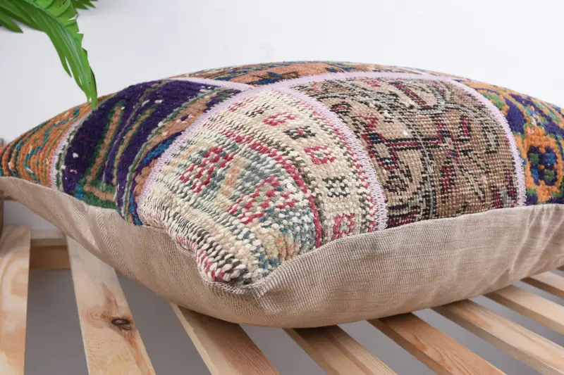 Cushion, 20x28 Brown Pillow, Home Decor Pillow, Vintage Pillow, Sofa Bolster Pillow Cover, Handmade Kilim Cushion, Bench Pillow, Knitted Pillow Sham - 6