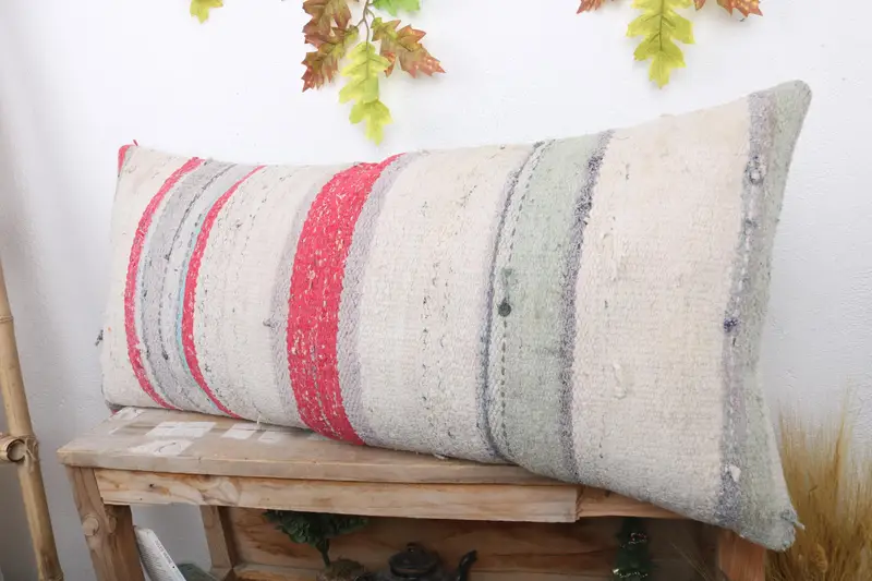 Cushion Cover, Antique Pillows, Ethnical Kilim Rug Pillow, Kilim Pillow Cover, One Of A Kind Pillow Case, 16x36 White Pillow Cover - 4