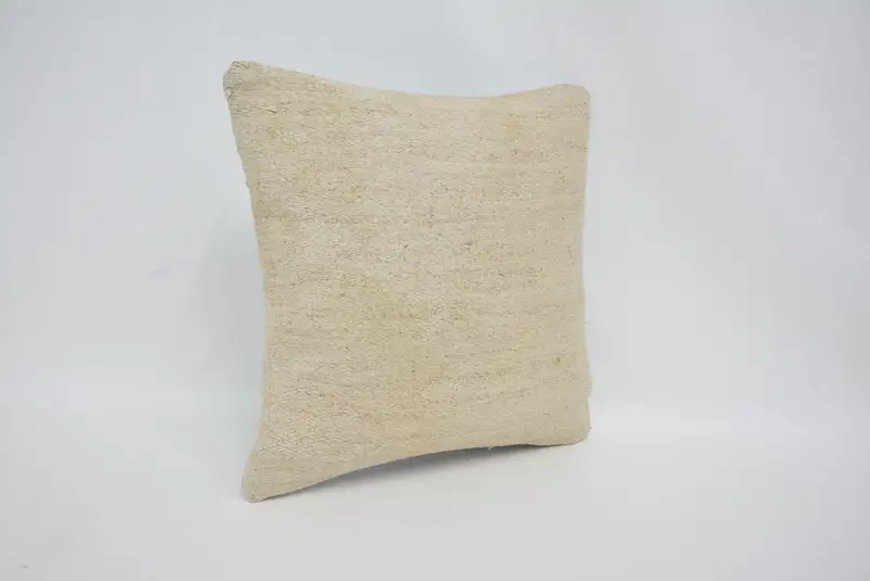 Vintage Kilim Pillow, Handmade Throw Cushion Case, Cushion Case, Pillow for Sofa, Kilim Cushion Sham, Garden Pillow Sham, 16x16 Beige Pillow Cover - 3