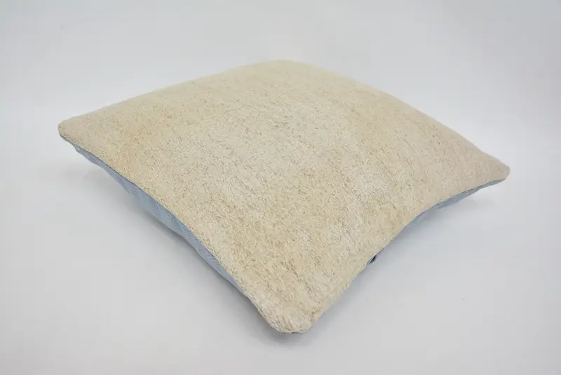 Vintage Kilim Pillow, Handmade Throw Cushion Case, Cushion Case, Pillow for Sofa, Kilim Cushion Sham, Garden Pillow Sham, 16x16 Beige Pillow Cover - 6
