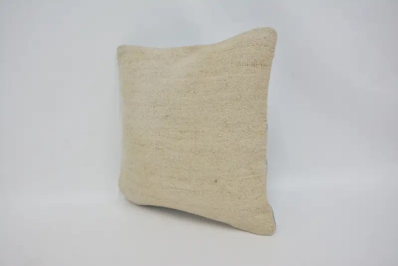 Vintage Kilim Pillow, Handmade Throw Cushion Case, Cushion Case, Pillow for Sofa, Kilim Cushion Sham, Garden Pillow Sham, 16x16 Beige Pillow Cover - 4