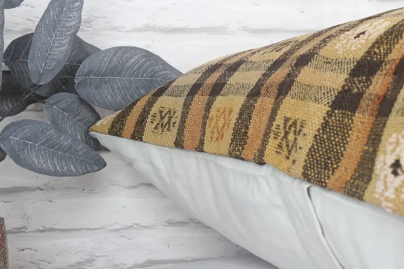 Kilim Pillow Cover, Cushion Case, 28x28 Yellow Cushion Case, Boho Pillow, Comfy Throw Cushion, Pattern Throw Cushion, Pillow for Sofa - 8