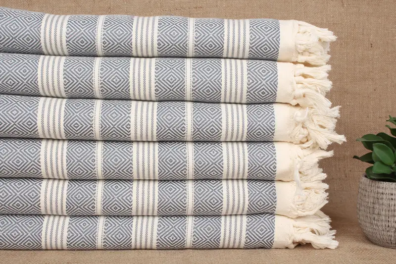 Personalized Diamond Pattern Beach Towel, Dark Gray, 38x69 Inches