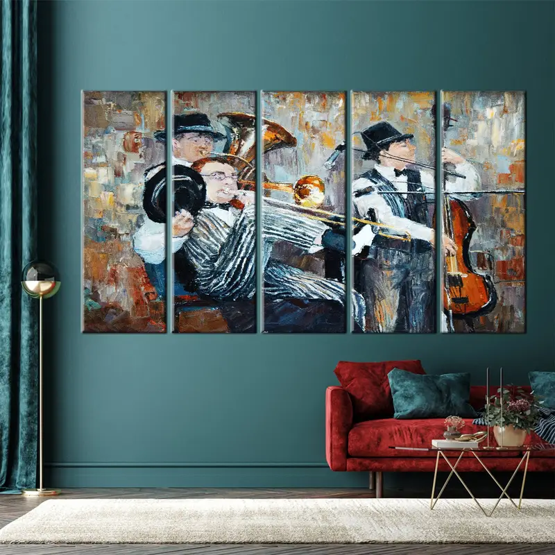 Abstract Jazz Art, Jazz Wall Art, African American Art, Music Wall Art, Jazz Oil Painting Print, Jazz Canvas, Pianist, Saxophone Jazz  Art - 2