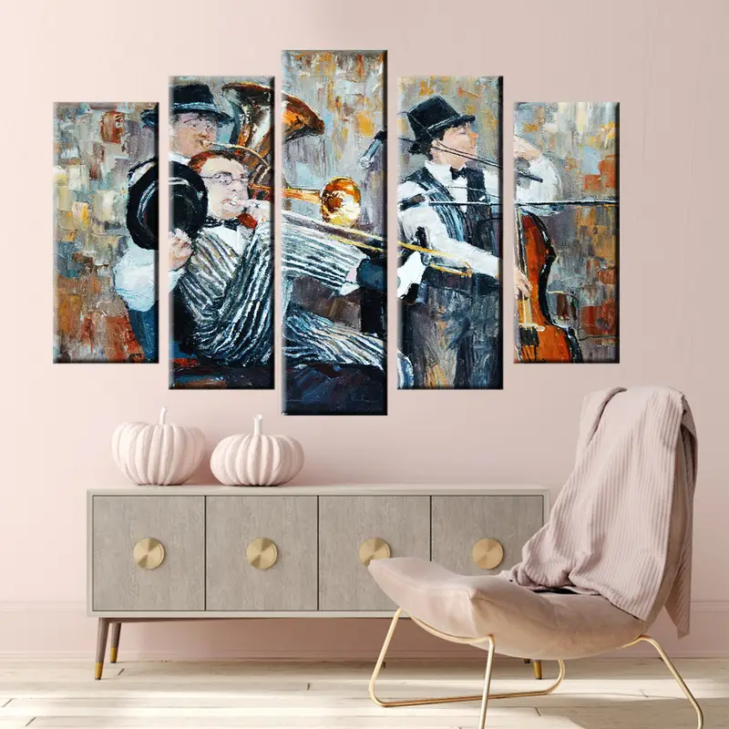 Abstract Jazz Art, Jazz Wall Art, African American Art, Music Wall Art, Jazz Oil Painting Print, Jazz Canvas, Pianist, Saxophone Jazz  Art - 5