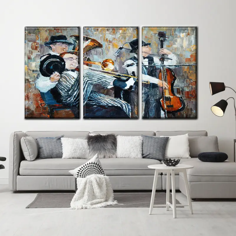 Abstract Jazz Art, Jazz Wall Art, African American Art, Music Wall Art, Jazz Oil Painting Print, Jazz Canvas, Pianist, Saxophone Jazz  Art - 4