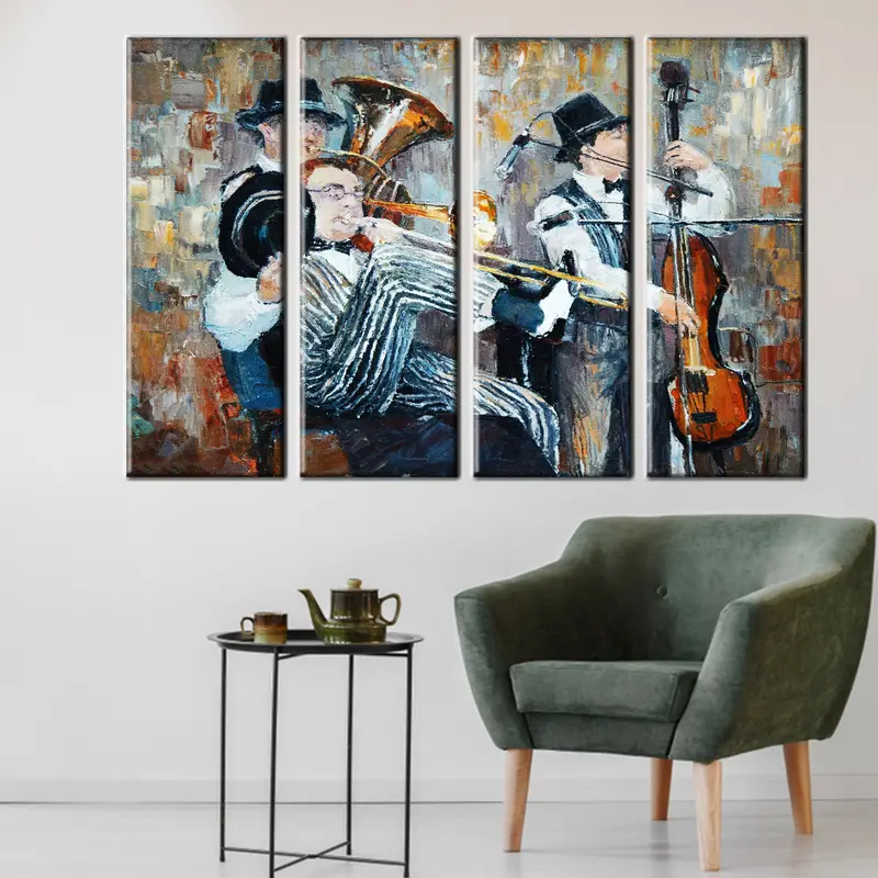 Abstract Jazz Art, Jazz Wall Art, African American Art, Music Wall Art, Jazz Oil Painting Print, Jazz Canvas, Pianist, Saxophone Jazz  Art - 1