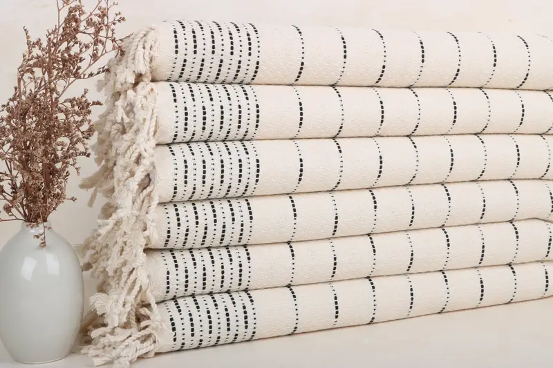 Personalized Organic Turkish Cotton Kitchen Towel, Black Stripe, 18x36 Inches