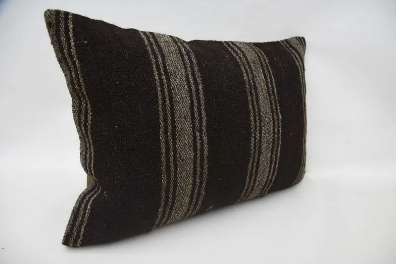 Ethnical Kilim Rug Pillow, Throw Kilim Pillow, Gift Pillow, Lounge Throw Cushion Case, Pillow Sham, 20x28 Brown Cushion Case - 3