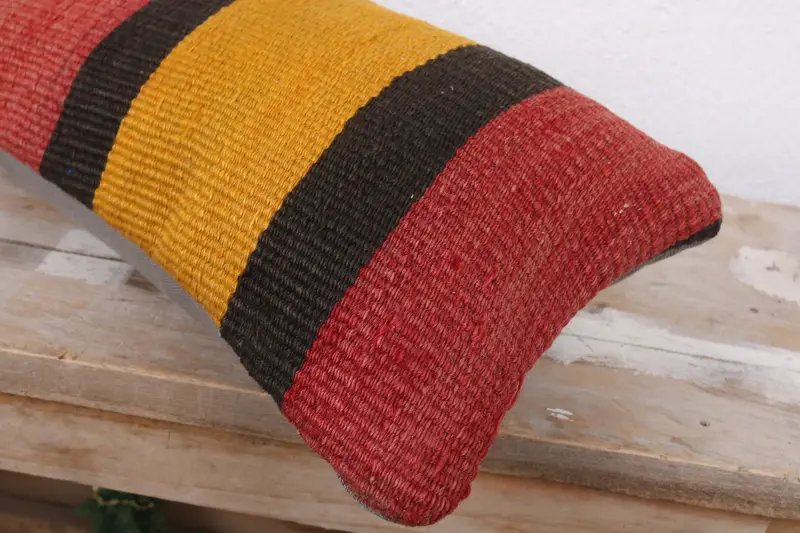 Pillow Case, 8x16 Red Pillow Cover, Turkish Pillow, Ethnical Kilim Rug Pillow, Kilim Pillow, Square Throw Cushion Cover, Floor Pillow - 6