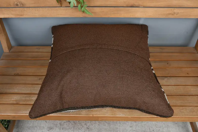 Brown & White Striped Decorative Pillow, 24x24 Inches Size Pillow - 5