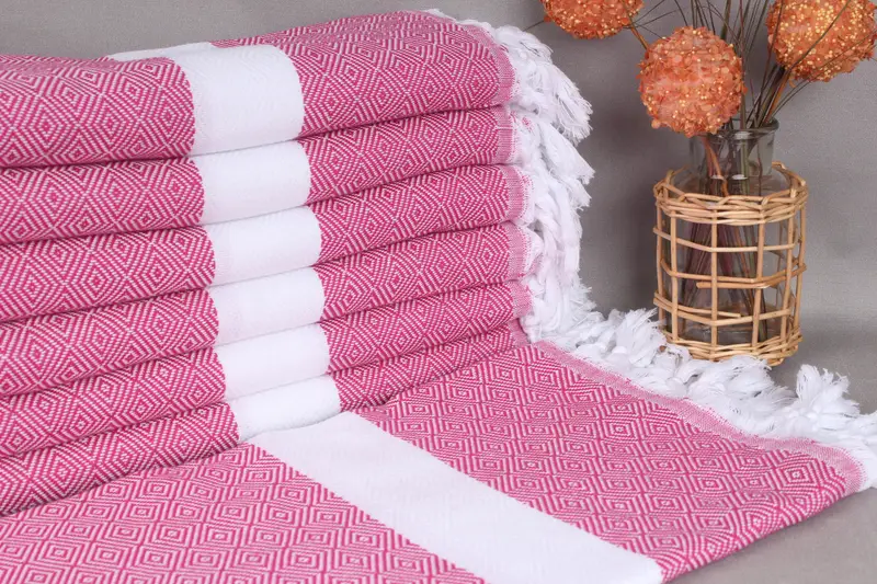 Turkish Towels Beach Bachelorette Fuchsia Diamond 40x71 Inches
