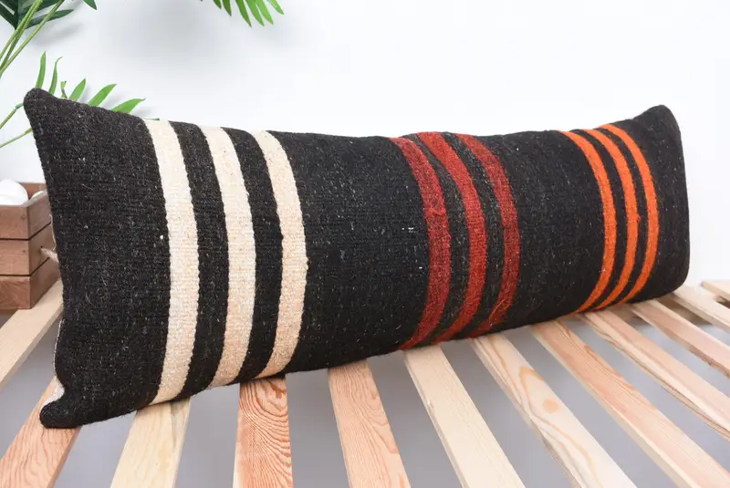 Interior Designer Pillow, Living Room Throw Pillow Sham, Turkish Kilim Pillow, Pillow Sham, 12x36 Brown Cushion Cover, Pillow for Couch - 4