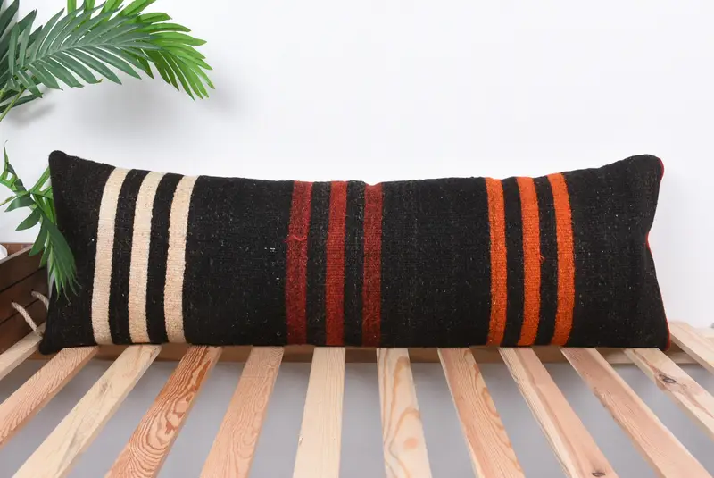 Interior Designer Pillow, Living Room Throw Pillow Sham, Turkish Kilim Pillow, Pillow Sham, 12x36 Brown Cushion Cover, Pillow for Couch - 1