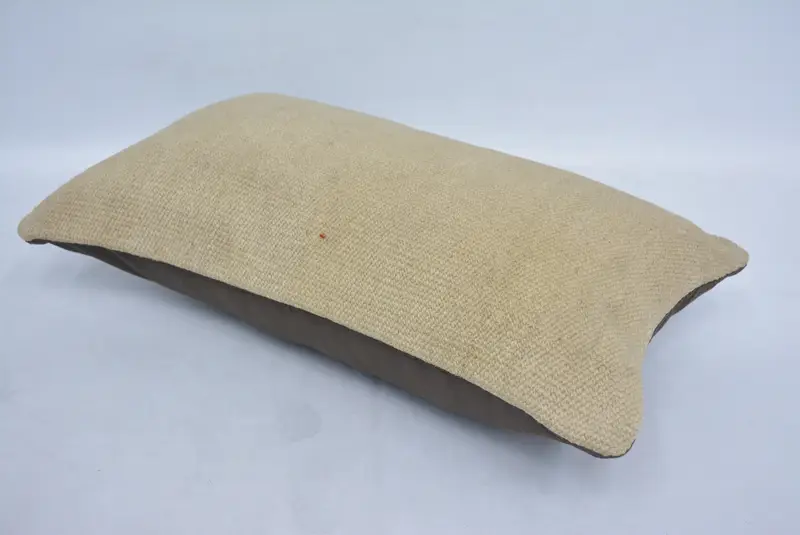 Kilim Pillow, Cushion Case, Vintage Pillow, Throw Kilim Pillow, Decorative Cushion Case, Authentic Pillow, 12x20 Beige Pillow Sham - 6