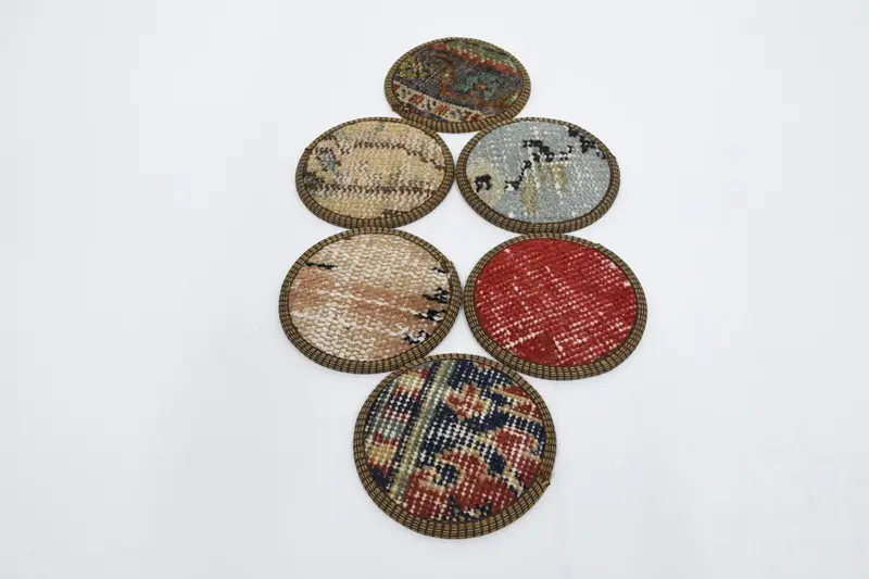 Red and Beige Round Coaster, Durable and Stylish Kitchen Decor