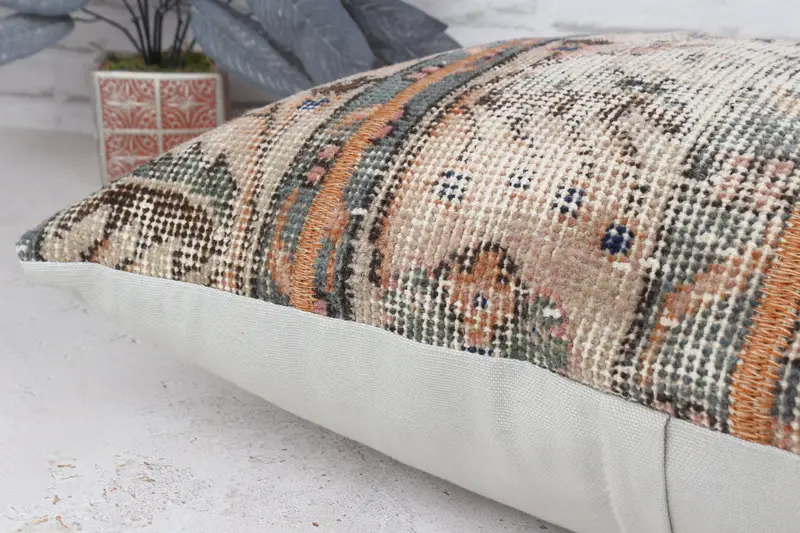 20x20 Beige Cushion, Vintage Kilim Pillow, Cushion, Accent Cushion, Vintage Pillow Case, Turkish Kilim Pillow, Vintage Kilim Throw Pillow - 6