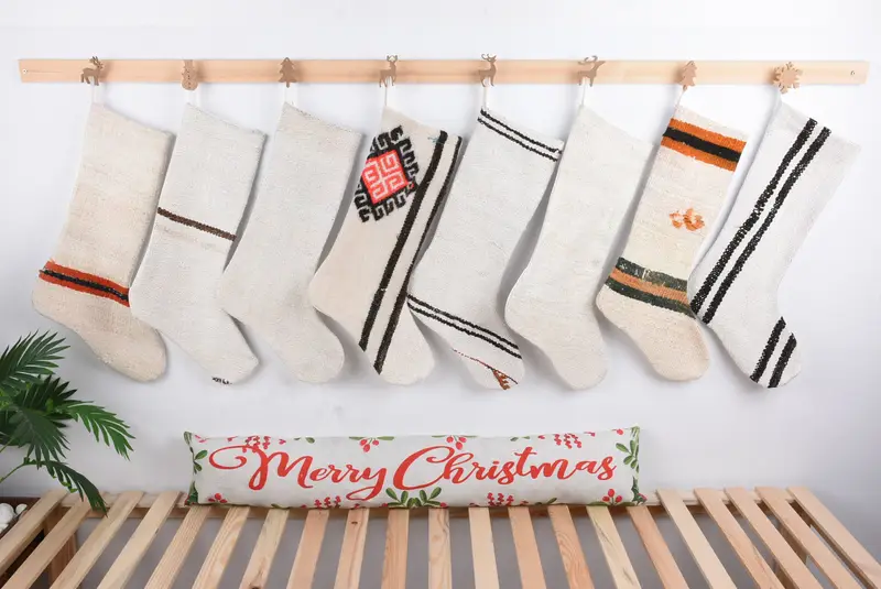 クリスマスオーナメントパターン、幅8インチキリムクリスマスストッキング